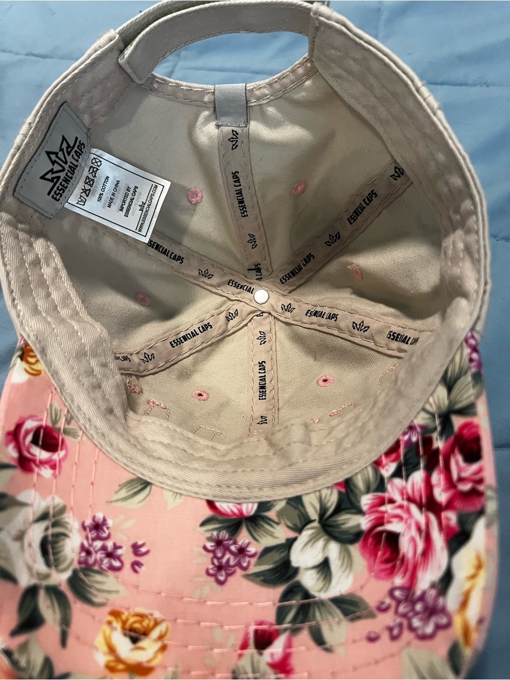 Miami Floral Baseball Cap in Pink and Beige - Picture 8 of 9